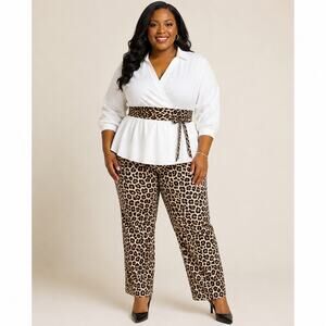 Leopard Print Faux Leather Obi Belt –‎ Adjustable Wrap Style Waist Cincher
